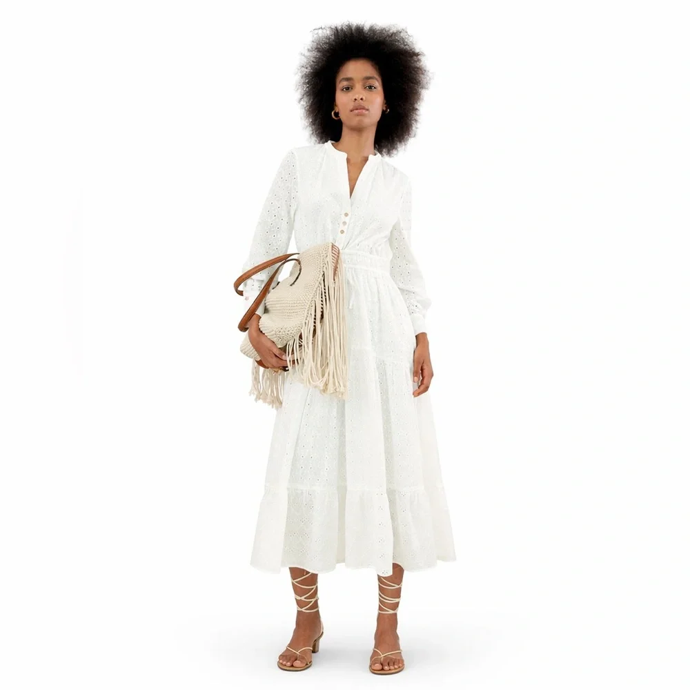 ZARA embroidered White Lace Dress - Picture 2 of 7